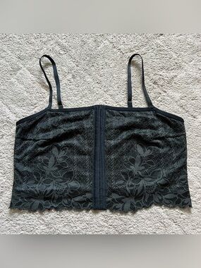 Aerie Corset Top Cropped Front Hook Closure Lace Floral Goth Whimsical Sz L